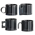 Colorful Assorted Mugs With Red Transparent Wooden Blue And Green Handle Designs