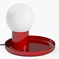 Modern Table Lamp With White Spherical Lampshade Red Base And Tray 3d model