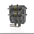 Industrial Mechanical Equipment Featuring Metal Structure Cylindrical Rollers Support Brackets And Warning Stripes