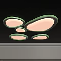 Modern Green Curved Ceiling Light with Multiple Illuminated Panels for Indoor Lighting 3d model