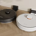Modern Robotic Vacuum Cleaners Black And White With Charging Docks For Home Floor Cleaning