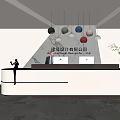 Modern Company Reception Area Bar Reception Desk 3d model