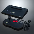 Black NEOGEO Gaming Console with Joystick Controller Red Grey Buttons and Cable 3d model