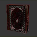 Vintage Hardcover Book With Red Background Spider Web Design White Orb And Decorative Border