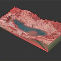 Water Birds Near Blue Lake In Sandy Terrain With Green Trees Model