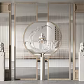 New Chinese-style partition glass screen partition 3d model