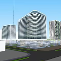 Modern High Rise Office Buildings Featuring Sleek Architectural Design Green Spaces And Urban Roads