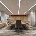 Modern Conference Room Interior Design With Large Screen Long Table And Ergonomic Chairs