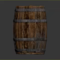 Vintage Wooden Barrels Bucket And Lid With Metal Hoops As Household Items