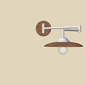 Stylish Poliform Wall Lamp With Wooden Base Metal Arm And Round Shade
