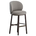Elegant Modern Bar Stool With Gray Fabric Seat And Dark Wooden Legs Design