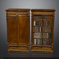 Antique Wooden Furniture Set With Cabinet Bookcase And Carved Drawers