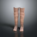 Men's Brown Knee High Boots Displayed on Dark Surface with Gray Background