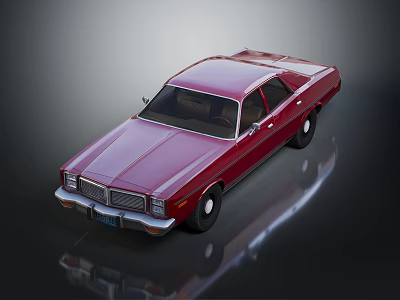 Red Classic Vintage Car with Sleek Body Design and Reflective Surface 3d model