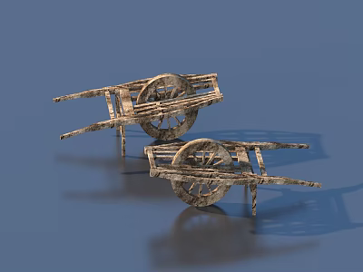 Two Vintage Wooden Wheelbarrows As Practical Daily Living Supplies With Classic Design 3d model