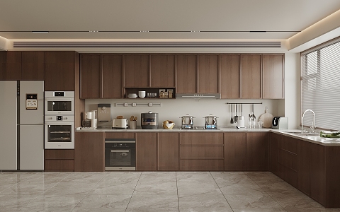 Modern Kitchen Cabinet Refrigerator Cabinet Built-in Oven Dishwasher Kitchen Appliances 3d model