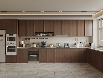 Modern Kitchen Cabinet Refrigerator Cabinet Built-in Oven Dishwasher Kitchen Appliances 3d model