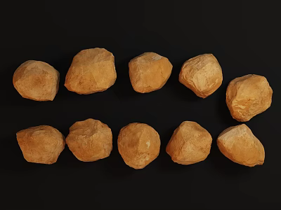 Natural Brown Stones Arranged In Two Rows With Black Background 3d model
