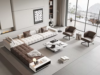 Modern Minotti Sofa Coffee Table Combination 3d model