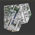 Cartoon Style 3D Castle Complex Model With Towers Courtyards Green Areas And Water Features