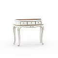 Elegant White Dressing Table With Three Drawers And Decorative Legs Design