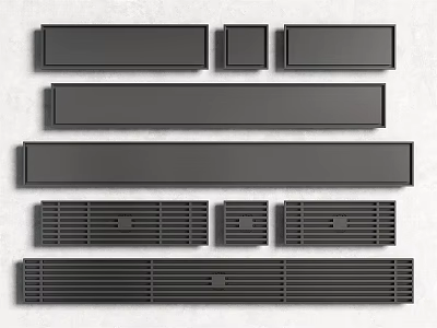 Modern Black Bathroom Accessories Drain Covers And Grilles With Various Sizes And Grid Designs 3d model