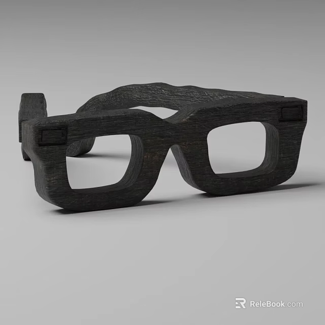 Elegant Handcrafted Black Wooden Glasses Frame With Modern Rectangular Design 3d model 