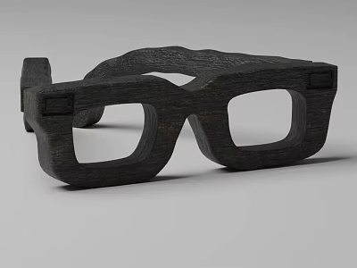 Elegant Handcrafted Black Wooden Glasses Frame With Modern Rectangular Design 3d model