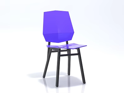 Purple Geometric Accent Chair With Modern Minimalist Design And Black Legs 3d model