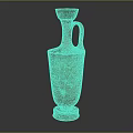 Ancient Ceramic Vase With Decorative Patterns Orange Yellow Handle And Base 3d model