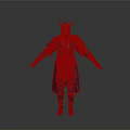Fantasy Warrior Character With Horned Helmet Blue Embroidered Robe And Brown Boots