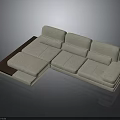 Modern L Shaped Light Beige Sofa With Comfortable Cushions And Wooden Frame