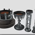 Black Metal Mechanical Components With Grid Base Spiral Design And Various Shapes