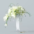 Elegant Vase with White Flowers Green Stems and White Ribbon Floral Arrangement