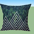 Decorative Pillow with Green Forest Background and White Triangular Geometric Patterns for Home Decor 3d model