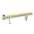 Industrial Conveyor Belt Equipment With Yellow Surface Silver Frame And Blue Motor