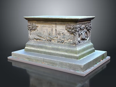 Elegant Decorative Stone Pedestal With Intricate Carved Patterns And Solid Base 3d model