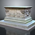 Elegant Decorative Stone Pedestal With Intricate Carved Patterns And Solid Base