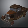 Vintage Rusted Old Truck With Classic Front Design And Red Wheels