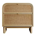 Modern Wooden Entryway Side Cabinet With Woven Panel Drawers And Natural Design