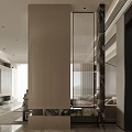 Modern Living and Dining Room Interior With Sofa Coffee Table Fireplace and Decorative Plants