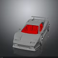 Silver Classic Sports Car With Red Interior And Rear Spoiler Design