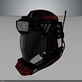 Black And Red Professional Protective Helmet With Transparent Face Shield Ventilation Vents And Sensor Antenna