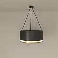 Modern Black Circular Pendant Light With Warm Glow Hanging From Ceiling 3d model