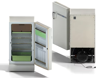 Modern Refrigerator Freezer Interior With Open Door Shelves Drawers And Storage Compartments 3d model