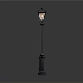 Vintage Street Lamp Design With Decorative Dark Pole And Glass Lampshade