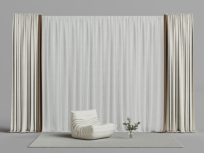 Modern Curtain Fabric Window Screen model