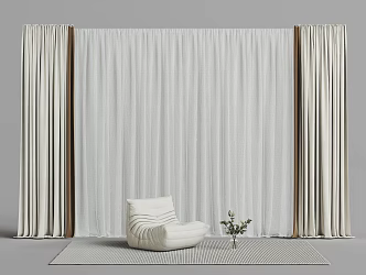 Modern Curtain Fabric Window Screen 3d model