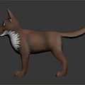 3D Character Model of a Brown Dog with White Chest Standing on Dark Background