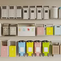 Public Facilities Various Colorful Waste Recycling Bins with Classification Labels 3d model